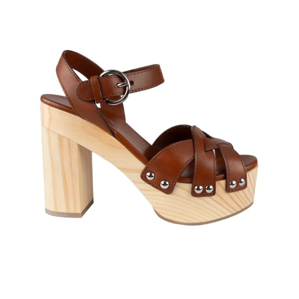 Prada wooden heel platform, leather sandals, size 38 made in Italy - Picture 1 of 8